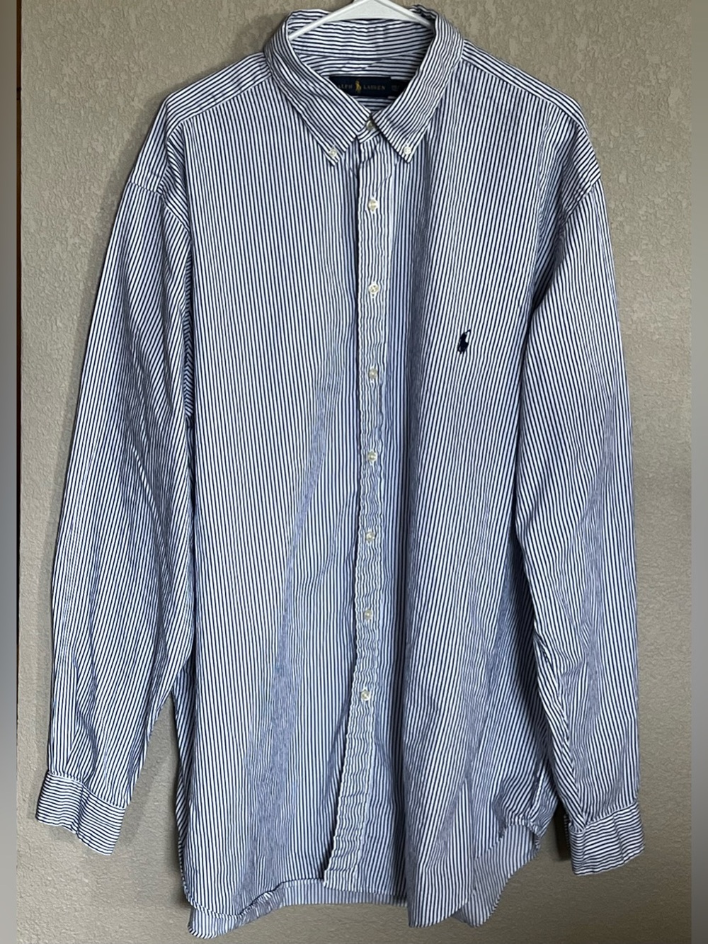 Ralph Lauren Blue White Striped Button Down Shirt | Classic Aesthetic Preppy